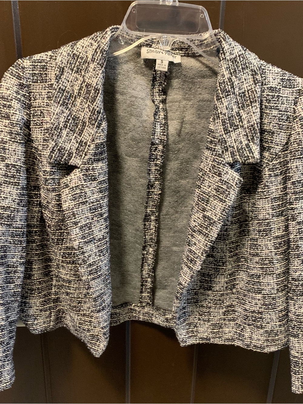 Shelby & Palmer Black and White Tweed-Texture Jacket